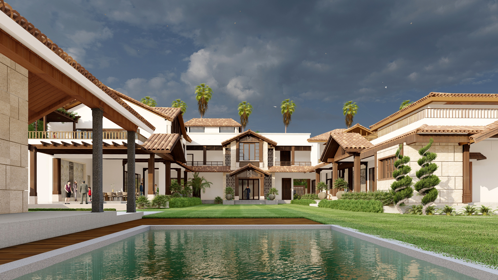 swimming pool courtyard view